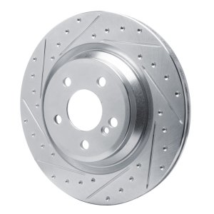 Mercedes-Benz SL550 Brake Rotor (1) - Rear Left - R1 Concepts - Drilled & Slotted - Silver - `13-`20